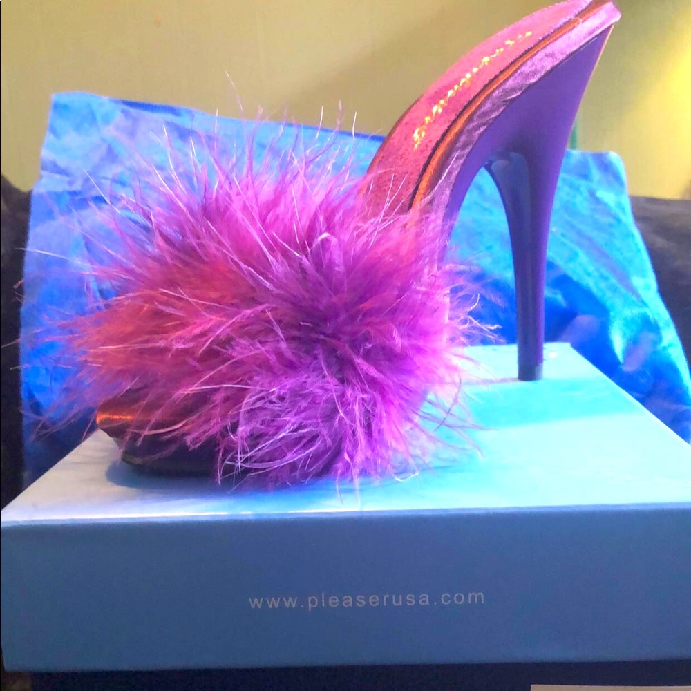 Fabulicious purple satin-marabou Fur/purple